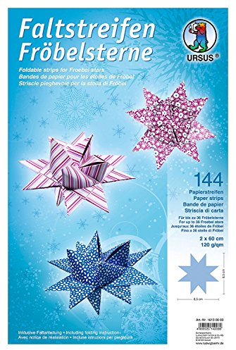 Ursus 16130000 - Faltstreifen Fröbelsterne, 2 x 60 cm, 120 g/qm, 144 Streifen