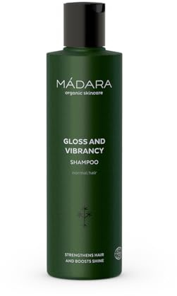 MÁDARA Natural Shampoo – Gloss and Vibrancy Shampoo 250ml, Shine-Enhancing, for All Hair Types, Improves Lustre and Vitality, Vegan, Cruelty-Free, COSMOS Natural Certified