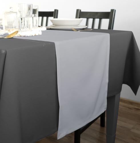 Rollmayer Hochwertiger Tischläufer Tischwäsche Uni einfarbig Pflegeleicht Kollektion Vivid, Farbe & Größe wählbar 21 Farben zur Auswahl, Produkt für den täglichen Gebrauch (Silbergrau 31, 40x180cm)