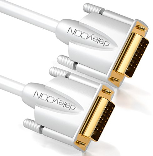 deleyCON 1,5m DVI Kabel Dual Link 24+1 HDTV Auflösungen bis 2560x1080 FULL HD 1080p 3D Ready DVI-D Dual Link vergoldete Kontakte - Weiß