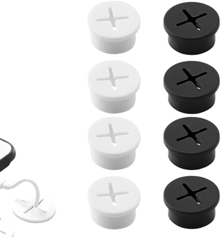 LEEQ Passacavo in Gomma - 8pcs Passacavi Rotondo Bianchi Passacavi in Gomma Tappo Passacavi per Scrivania Copriforo per Cavi per Ufficio Casa Accessori Posto di Lavoro,25 mm di Diametro