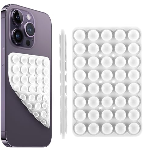 GEEHUA Supporto per telefono a doppia ventosa in silicone, supporto per selfie e video, antiscivolo, per la maggior parte dei telefoni (bianco)