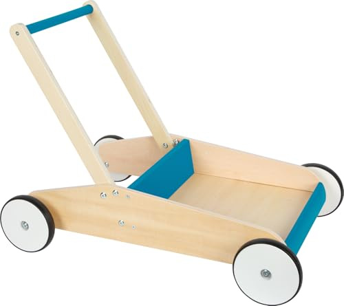 Small Foot Petrolblå Gåstol, Robust Gåstol I Trä Med Stor Lastyta, Lämplig Från 12 Månader, 12611