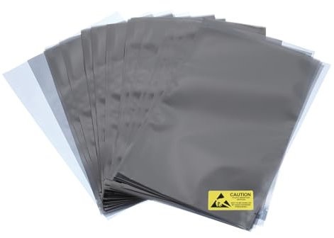 QUARKZMAN 50 Stück Antistatik-Beutel ESD-Abschirmbeutel Flach Oben Offen Antistatik-Beutel für elektronische Geräte 6,3x9,8 Zoll (160 * 250mm)