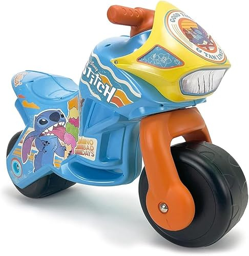 Moto Spingi Spingi Stitch per Bambini da 18 Mesi a 3 Anni senza Pedali con Ruote Larghe Maniglia Integrata Design Disney Resistente per Apprendere l’Equilibrio Giocando