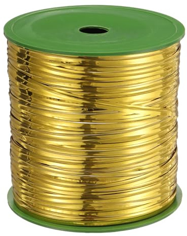 QUARKZMAN Ataduras de Bolsas 350 Yardas 1050 Pies Ataduras de Plástico Metálicas Reutilizables para Pan, Dulces, Tartas, Tonos Dorados