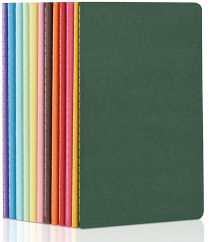ZCZN A5 Cahiers Vierge Couverture Couleur, 12 Blocs / 60 pages par Bloc，12 Couleurs Bloc-Notes à Couverture Souple, Convient pour Bureau École, Études, Prise de Notes