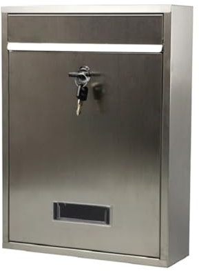 PNAJFUEL Briefkasten, Wandbriefkasten, Zeitschriftenbehälter, Abschließbarer Briefkasten, Briefkastenzubehör/Sier/35X26X8.5Cm