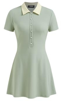 CIDER Polo Dress for Women Buttons Short Sleeve Mini Casual A-Line Dress Pale Green