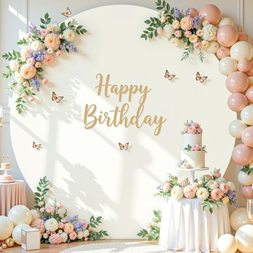 Ivory Round Backdrop Cover 6.6FT Cream Circle Arch Backdrop Cover Baby Shower Birthday Party Balloon Wedding Photo Background Circle Round Arch Stand Cover Fabric Spandex