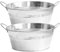 Owddddtnxc Galvanised Planter 2Pcs Large Round Galvanised Tub with Sturdy Handles 9.76x4.33 Inch Metal Planter Zinc Tub for Planting, Drinks Cooler, Ice Bucket