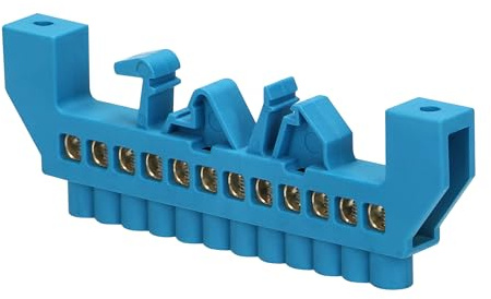 Isolierte N-Klemme 3er Set Klemmleiste blau - 12 Leiter für Neutralleitung zur Leitungsverteilung - für DIN-Schiene oder Montageplatte
