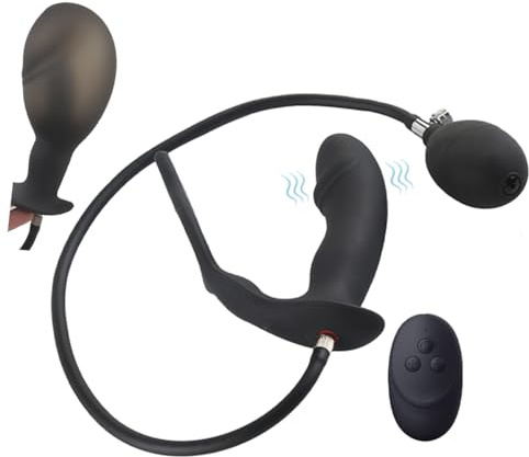 Masseur de prostate, vibromasseur anal, plug anal, anneau pénien, double moteur, 10 modes de vibration, gonflable manuellement, stimulateur de prostate, jouet sexuel pour hommes et femmes