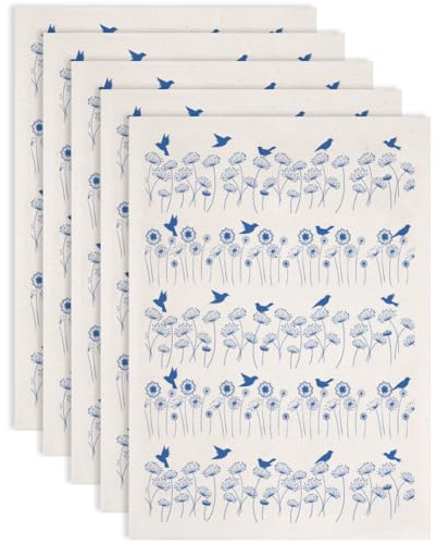 SUPERDANT Papel de transferencia bajo esmalte para cerámica de porcelana, diseño de pájaros, 5 unidades, diseño de diente de león