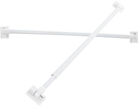 Cabilock 2 Piezas Barra de Cortina Adhesiva Extensible Barra Ajustable para Visillos y Cortinas de Plástico Resistente de Unidades para Ventanas y