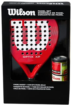 Wilson Optix XP Padel Kit - Red, Featuring the red Optix XP Paddle and Three Wilson Rush 100 Balls