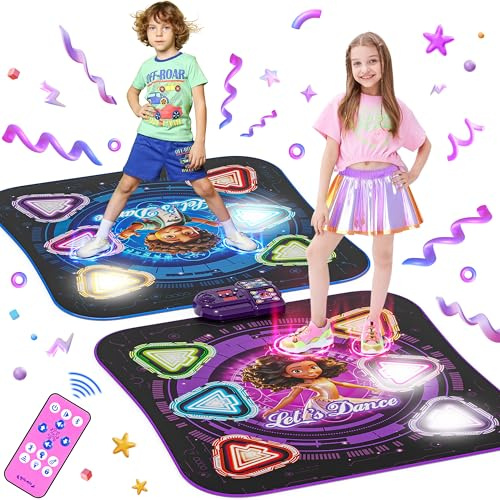 2-Giocatori Tappetino da Ballo, 12 Luminosi Pulsanti Tappetini da Ballo Bambina Giochi Tappeto Musicale da Ballo con Bluetooth, Regali Compleanno Natale per Ragazzi Ragazze 4 5 6 7 8 9 10 11 12 Anni