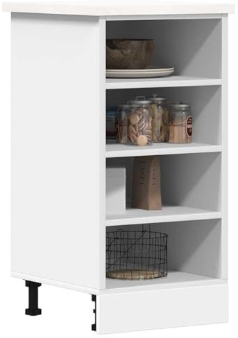 QZZCED Armadio basso cucina Riga bianco 40 x 44,5 x 81,5 cm Legno ingegneristico, mobile inferiore con gambe regolabili per archiviazione supplementare stabile e durevole, superficie liscia