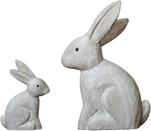 Rainway 2 Figuras de Conejo de Pascua de Madera, decoración Pascual Moderna para Mesa, cómoda y alféizar de Ventana