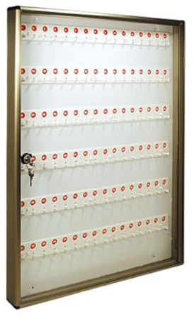 ALUBOX Bacheca Portachiavi Da Parete In Alluminio 30X5X14 Cm Porta Chiavi Da Muro Per Casa Per Interno O Esterno Protetto Made In Italy Cassetta Appendi Chiavi A Muro Con 96 Ganci Numerati (BRONZO)