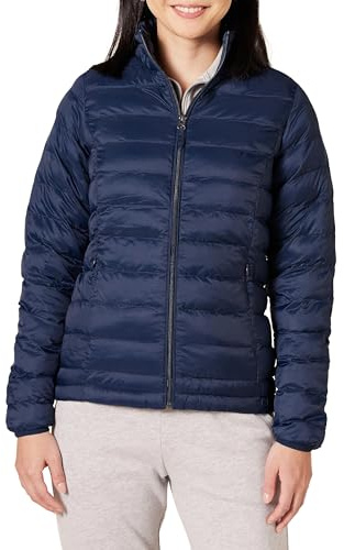 Amazon Essentials Women's Lightweight Long-Sleeve Water-Resistant Packable Puffer Jacket (Available in Plus Size), Navy, Medium