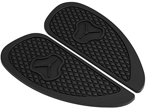 KSTE Antideslizante Deposito Moto,2pcs Protector Lateral Deposito Pegatinas y Almohadilla Traccion Moto,ABS Tanque De Combustible Pad,Protector de Deposito para Retro de la Motocicleta (Negro)