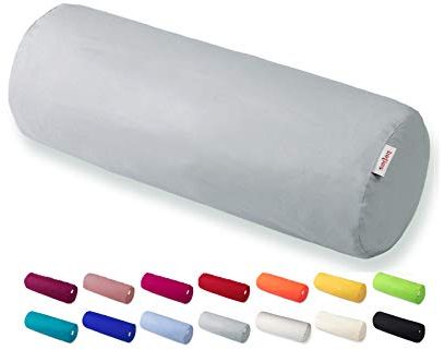 beties Basic Nackenrollenbezug ca. 15x40 cm Kissenhülle 100% Baumwolle in vielen fröhlichen Uni-Farben (grau)