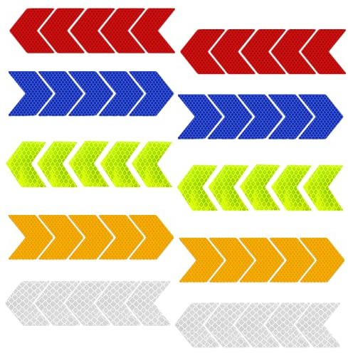 50 PCS Reflective Stickers Waterproof Reflective Safety Stickers Warning Night Visibility Adhesive Stickers Reflector Stickers Reflective Tape for Bicycle Motorcycle Cycling Vehicle