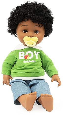 Cicciobello My Friends Interaktive Puppe, Höhe 42 cm, Spiele für Kinder 2 Jahre, Classic mit Schnuller, detailliertes Kleid und bürstbares Haar, Afro