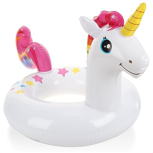COM-FOUR® salvagente gonfiabile per bambini dai 3 ai 6 anni - salvagente con design animale - ausilio per il nuoto ideale per la spiaggia e la piscina (bianco/rosa - unicorno)