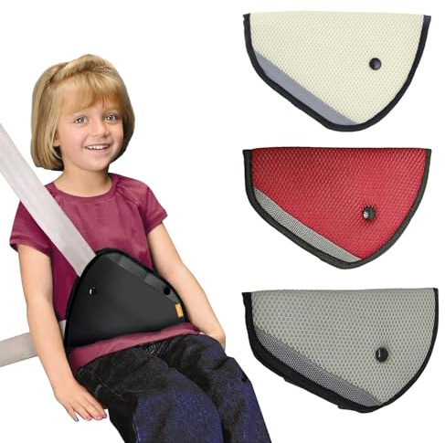 3 Piezas Cinturón Seguridad Coche Almohadillas, Ajustador Cinturón Seguridad Niños Ajuste Cinturón Seguridad Triangular Algodón Transpirable Protector para Adultos y Niños