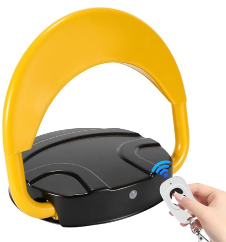 Izrielar Barrière de parking avec télécommande,Barrière de parking pliable avec 2 télécommandes,Borne de parking anti-collision 180°, étanche Barrière de parking automatique