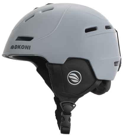 DKONI - Casco da sci per adulti, casco da snowboard per uomini, donne e adolescenti, casco certificato per sport sulla neve per sci e snowboard (Grigio, M: 54-58cm)