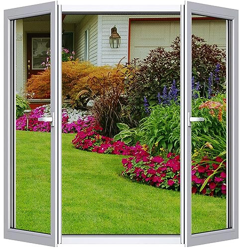 Moustiquaire Fenêtre 180x150 cm (Lot de 4) – DIY, Ajustable & Découpable – Sans Perçage, Maille Fine – Inclut Ruban Adhésif + Découpeur –Blanc