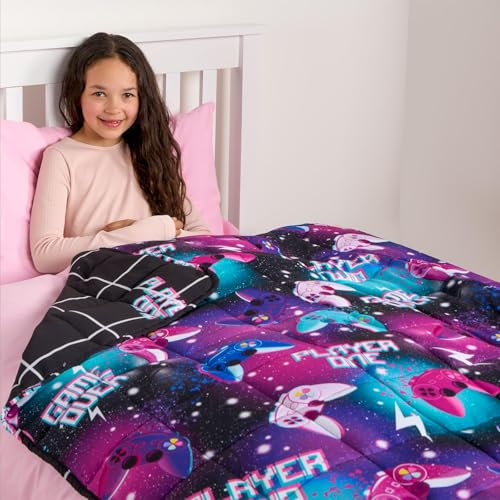 OHS 3kg Weighted Blanket for Adults, Gaming Weighted Blanket Microfibre Sleep Therapy Anxiety Relief Weighted Heavy Blanket Reversible, Black - 150 x 100cm(Disclaimer:Only suitable for age 3+years)
