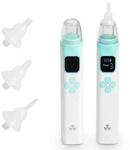 Shinekoo 3 in 1 Elektrischer Baby Nasensauger, Baby Nasensauger, Baby Nasenreiniger Staubsauger, Wiederaufladbarer Nasenreiniger mit 3 Silikondüsen und 3 Sauger Anti-Rückfluss
