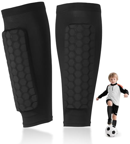 Huiguli Parastinchi Calcio Bambino, 1 Paio Parastinchi Professionali Antiurto, Parastinchi Protettivi per Polpacci con Silicone Antiscivolo, Parastinchi da Calcio Calzino Maniche per Giovani (XS)