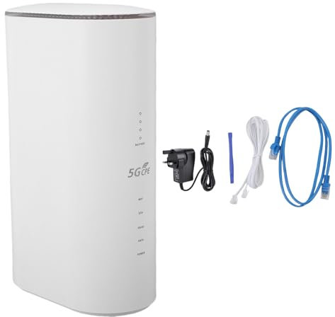 Asixxsix 5G CPE Router with SIM Card Slot, WiFi 6 5G Router Dual Band Cellular Modem, 4 X 4 MIMO, for Home Office Indoor Wireless Internet Mobile Hotspot (UK Plug)