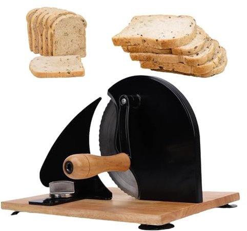 Oreilet Fundilla Pan Manual Masa Madre Casera, Cuchillo Cortador Pan Manejo Manivela Mejorado para Pumpernickel, Máquina Rebanadas Sándwich Bricolaje en el Hogar