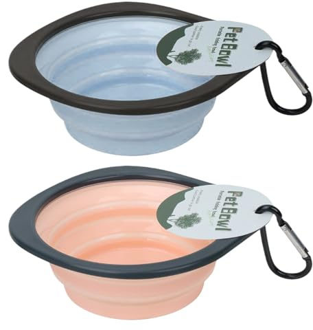Cuenco para Perros – Cuenco de Viaje para Perros | Plato Plegable portátil para Agua y Alimentos | para Mascotas con Clip de mosquetón | Suministros para Acampar y Caminar al Aire Libre para