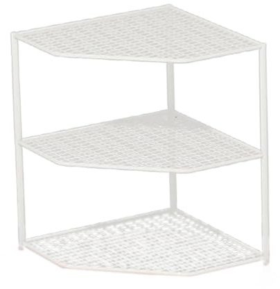 predolo Estante de Cocina Repisa para Sartenes Soporte de Almacenaje de Mesa Multifuncional Escurridor de Platos y Tazas Material Metálico Adecuado, Blanco, 3 Niveles