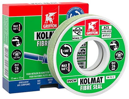 GRIFFON FRANCE SARL GRI00015 Rouleaux Bande Kolmat Fibre Seal Griffon Ruban 15m x 12mm-6300531, 15 m