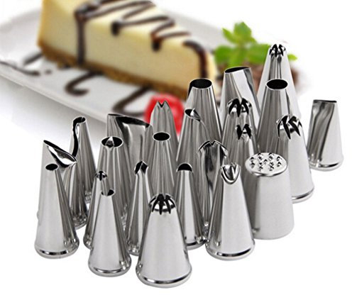 ele gens 24 pezzi sac à poche guarnire torte siringa torta torte becco ugelli Kit Acciaio Inossidabile fai da te decorazione Consigli Set