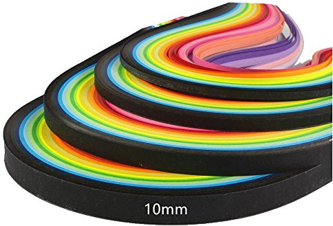 ODETOJOY Quilling-Papierstreifen, 10 mm, 26 Farben, 260 Streifen, Set zum Basteln, Origami-Papier, Quilling, Länge 39 cm