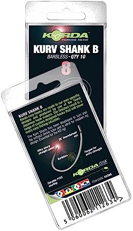 Korda Kurv Shank B Size 8/Carp Fishing Hooks