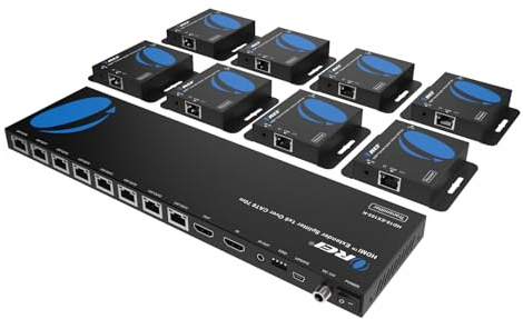 OREI 4K 1x8 HDMI Extender Splitter Multiple Over CAT 6/7 Cable with EDID management - 4K@30Hz upto 165ft and 1080p@60Hz upto 230ft- Loop Out