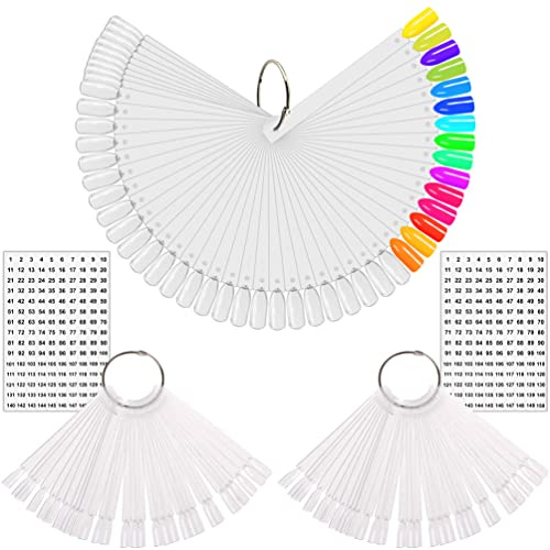 KINGMAS Lot de 150 bâtons d'échantillons à ongles avec anneau, affichage des couleurs transparentes pour faux ongles (1 à 150 chiffres postés)