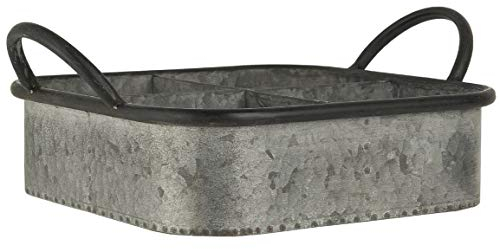 IB Laursen Bandeja cuadrada 4 compartimentos gris metal zinc jardín flores urbana nuevo