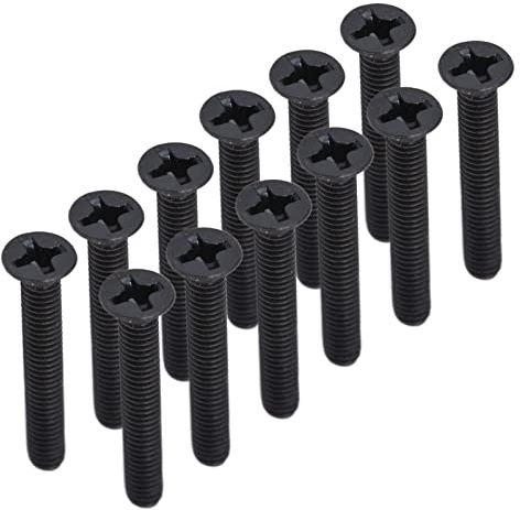 50 Pièces M3 Vis à Tête Fraisée DIN 965 Kit D'assortiment de Vis à Tête Fraisée Galvanisé Noir(M3*16)