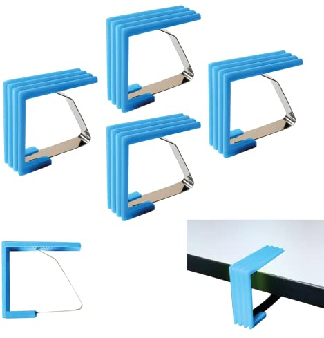 4 PCS Nappe Clip en Acier, Ressort Ferme Nappe En Plein Air Pique-nique Fête Crochets Pinces Pinces pour Tables Extérieur Jardin Résistant aux Intempéries (Azuro)